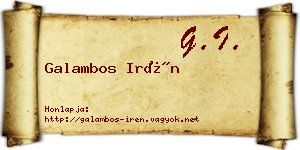 Galambos Irén névjegykártya